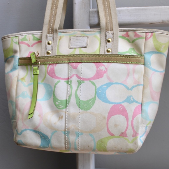 Coach Y2K Vintage NO A06K-247 Hampton Scribble Signature  Monogram Tote Bag - Picture 4 of 12